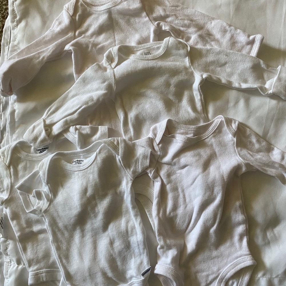 White Plain Newborn Onesies